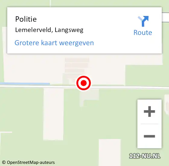 Locatie op kaart van de 112 melding: Politie Lemelerveld, Langsweg op 11 december 2022 16:46