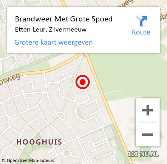 Locatie op kaart van de 112 melding: Brandweer Met Grote Spoed Naar Etten-Leur, Zilvermeeuw op 11 december 2022 16:48