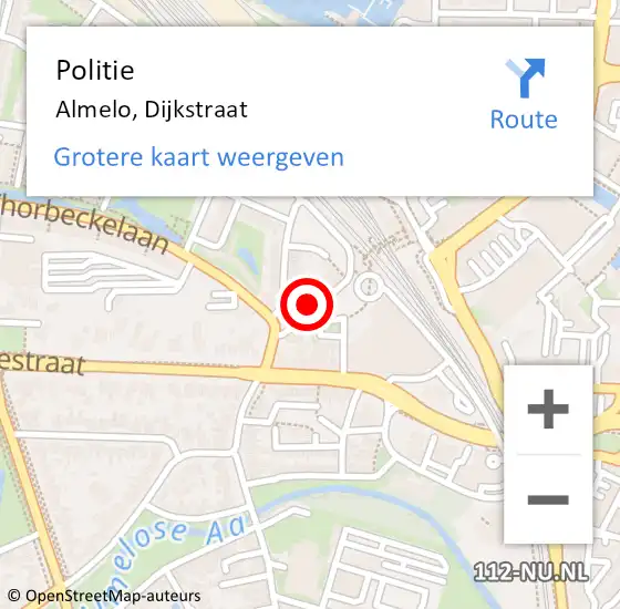 Locatie op kaart van de 112 melding: Politie Almelo, Dijkstraat op 11 december 2022 16:58