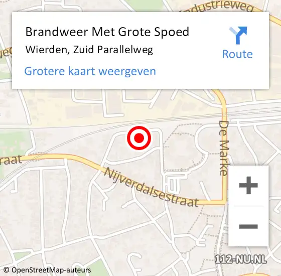 Locatie op kaart van de 112 melding: Brandweer Met Grote Spoed Naar Wierden, Zuid Parallelweg op 11 december 2022 17:00