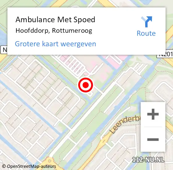 Locatie op kaart van de 112 melding: Ambulance Met Spoed Naar Hoofddorp, Rottumeroog op 11 december 2022 17:20