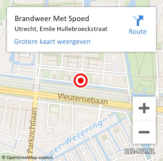 Locatie op kaart van de 112 melding: Brandweer Met Spoed Naar Utrecht, Emile Hullebroeckstraat op 11 december 2022 17:41
