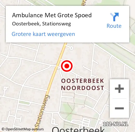 Locatie op kaart van de 112 melding: Ambulance Met Grote Spoed Naar Oosterbeek, Stationsweg op 11 december 2022 17:47