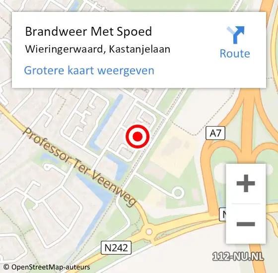 Locatie op kaart van de 112 melding: Brandweer Met Spoed Naar Wieringerwaard, Kastanjelaan op 11 december 2022 17:55