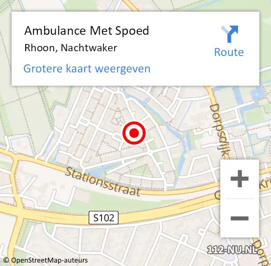 Locatie op kaart van de 112 melding: Ambulance Met Spoed Naar Rhoon, Nachtwaker op 11 december 2022 18:21