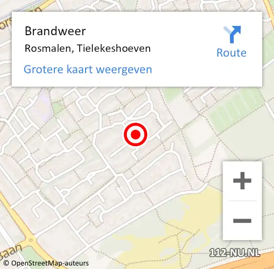 Locatie op kaart van de 112 melding: Brandweer Rosmalen, Tielekeshoeven op 10 oktober 2013 21:06