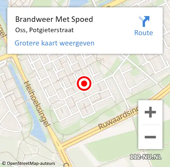 Locatie op kaart van de 112 melding: Brandweer Met Spoed Naar Oss, Potgieterstraat op 11 december 2022 19:10