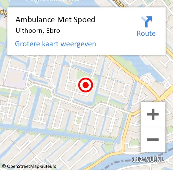 Locatie op kaart van de 112 melding: Ambulance Met Spoed Naar Uithoorn, Ebro op 11 december 2022 19:22