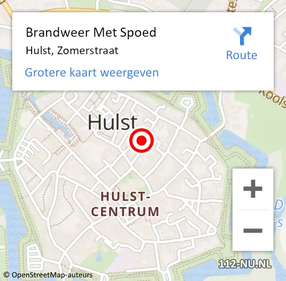 Locatie op kaart van de 112 melding: Brandweer Met Spoed Naar Hulst, Zomerstraat op 11 december 2022 19:22
