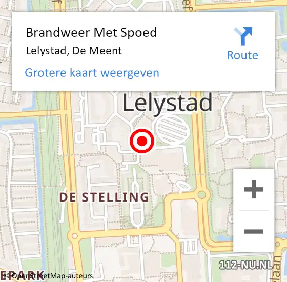 Locatie op kaart van de 112 melding: Brandweer Met Spoed Naar Lelystad, De Meent op 11 december 2022 19:31