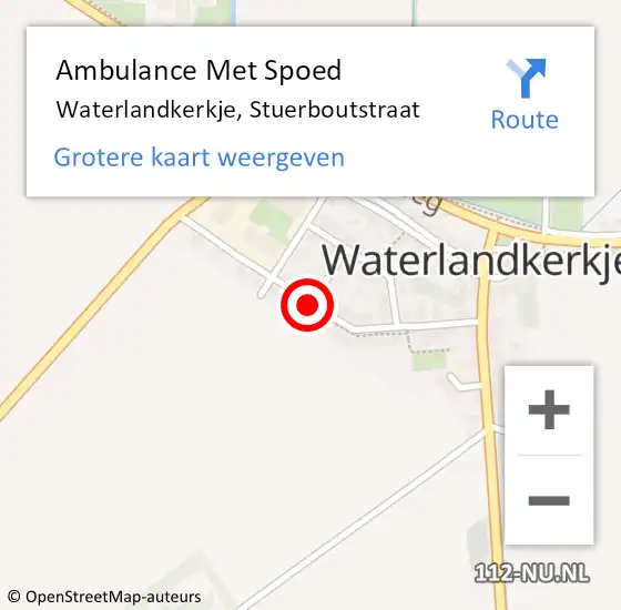 Locatie op kaart van de 112 melding: Ambulance Met Spoed Naar Waterlandkerkje, Stuerboutstraat op 8 augustus 2014 00:22