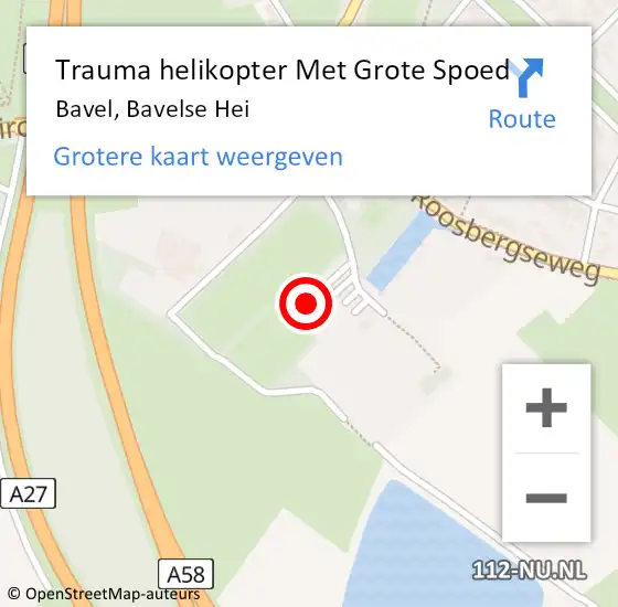 Locatie op kaart van de 112 melding: Trauma helikopter Met Grote Spoed Naar Bavel, Bavelse Hei op 11 december 2022 20:22