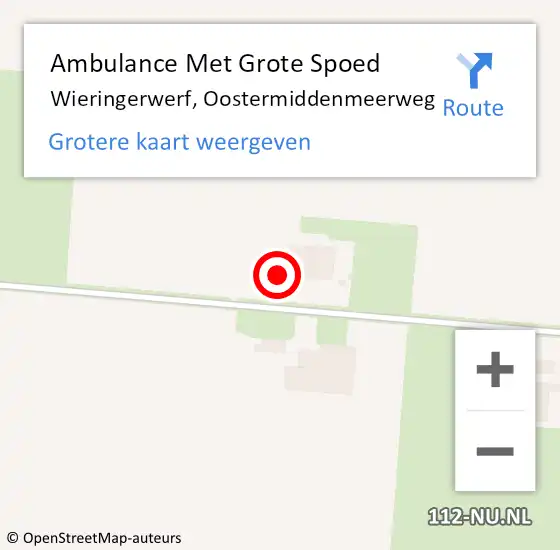 Locatie op kaart van de 112 melding: Ambulance Met Grote Spoed Naar Wieringerwerf, Oostermiddenmeerweg op 11 december 2022 21:01