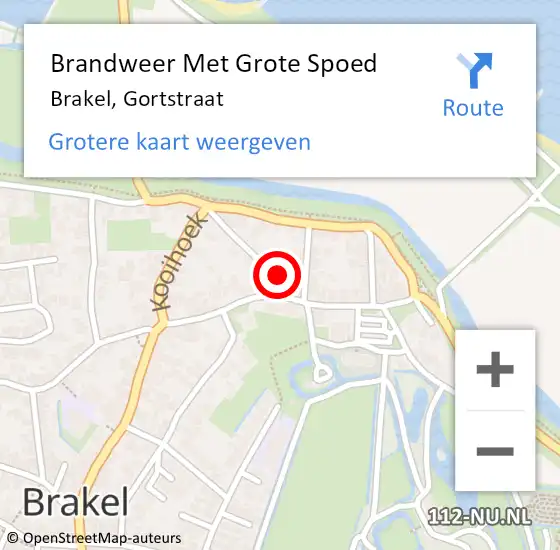 Locatie op kaart van de 112 melding: Brandweer Met Grote Spoed Naar Brakel, Gortstraat op 11 december 2022 21:25