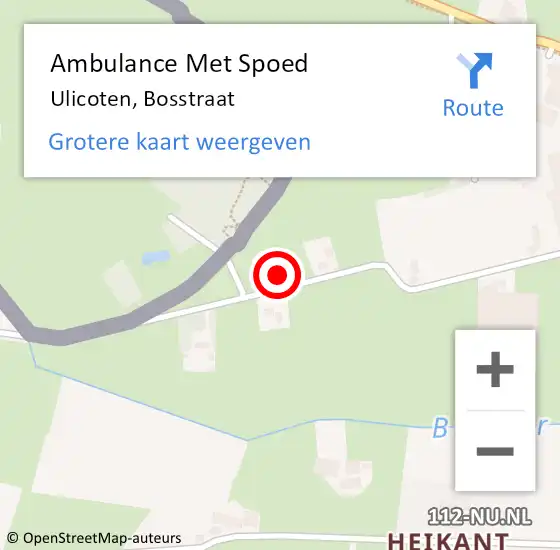 Locatie op kaart van de 112 melding: Ambulance Met Spoed Naar Ulicoten, Bosstraat op 8 augustus 2014 00:43