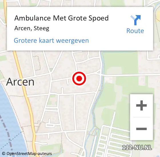 Locatie op kaart van de 112 melding: Ambulance Met Grote Spoed Naar Arcen, Steeg op 11 december 2022 22:07