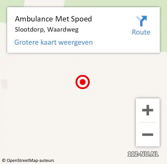 Locatie op kaart van de 112 melding: Ambulance Met Spoed Naar Slootdorp, Waardweg op 11 december 2022 22:09