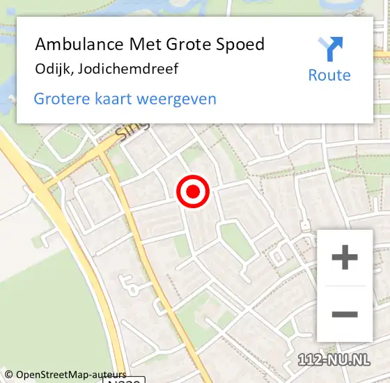 Locatie op kaart van de 112 melding: Ambulance Met Grote Spoed Naar Odijk, Jodichemdreef op 8 augustus 2014 00:58