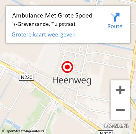 Locatie op kaart van de 112 melding: Ambulance Met Grote Spoed Naar 's-Gravenzande, Tulpstraat op 11 december 2022 23:31