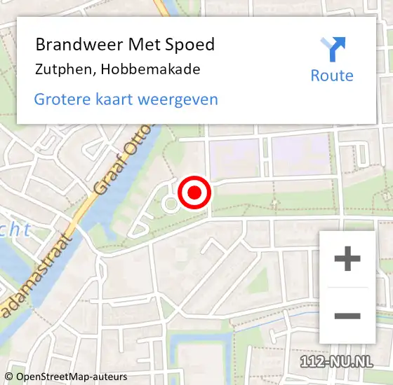 Locatie op kaart van de 112 melding: Brandweer Met Spoed Naar Zutphen, Hobbemakade op 11 december 2022 23:52