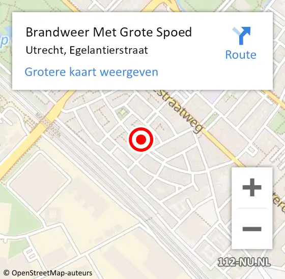 Locatie op kaart van de 112 melding: Brandweer Met Grote Spoed Naar Utrecht, Egelantierstraat op 12 december 2022 00:06