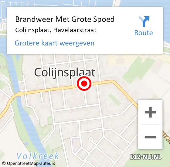 Locatie op kaart van de 112 melding: Brandweer Met Grote Spoed Naar Colijnsplaat, Havelaarstraat op 12 december 2022 00:10