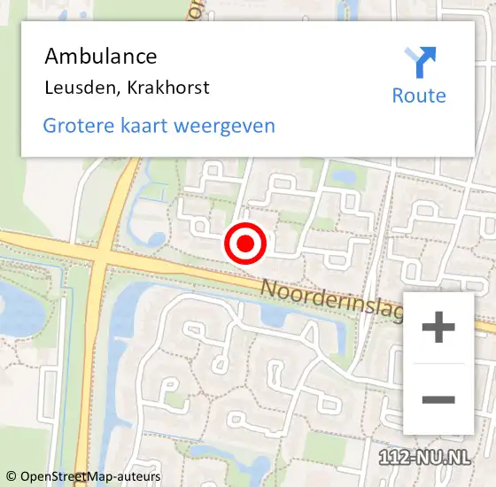 Locatie op kaart van de 112 melding: Ambulance Leusden, Krakhorst op 8 augustus 2014 01:05