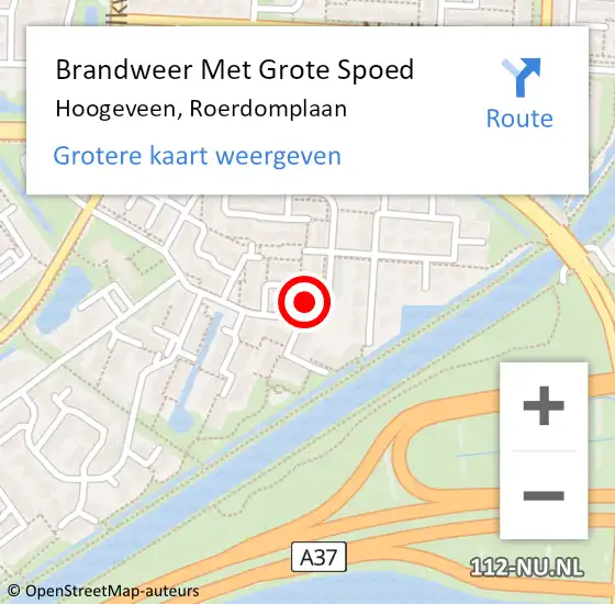 Locatie op kaart van de 112 melding: Brandweer Met Grote Spoed Naar Hoogeveen, Roerdomplaan op 12 december 2022 00:17