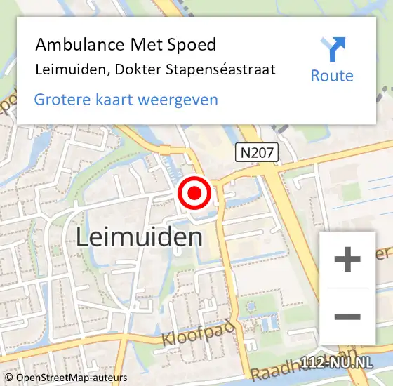 Locatie op kaart van de 112 melding: Ambulance Met Spoed Naar Leimuiden, Dokter Stapenséastraat op 12 december 2022 00:58