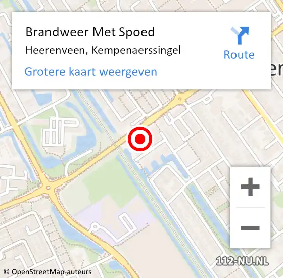 Locatie op kaart van de 112 melding: Brandweer Met Spoed Naar Heerenveen, Kempenaerssingel op 12 december 2022 01:00