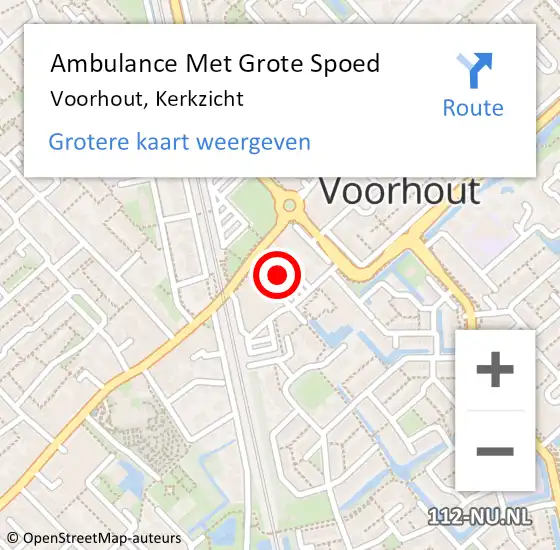 Locatie op kaart van de 112 melding: Ambulance Met Grote Spoed Naar Voorhout, Kerkzicht op 12 december 2022 02:49