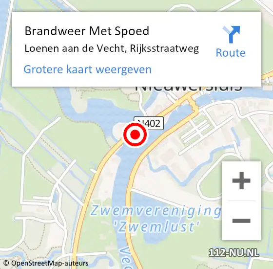 Locatie op kaart van de 112 melding: Brandweer Met Spoed Naar Loenen aan de Vecht, Rijksstraatweg op 12 december 2022 03:18