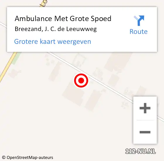 Locatie op kaart van de 112 melding: Ambulance Met Grote Spoed Naar Breezand, J. C. de Leeuwweg op 12 december 2022 03:28