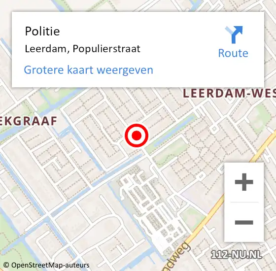 Locatie op kaart van de 112 melding: Politie Leerdam, Populierstraat op 12 december 2022 03:43