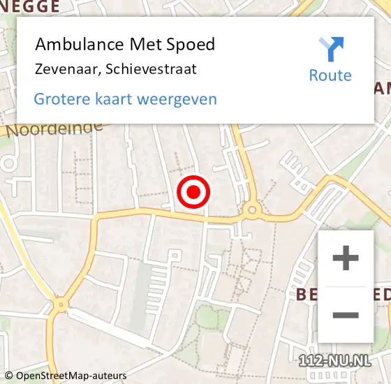 Locatie op kaart van de 112 melding: Ambulance Met Spoed Naar Zevenaar, Schievestraat op 12 december 2022 04:05