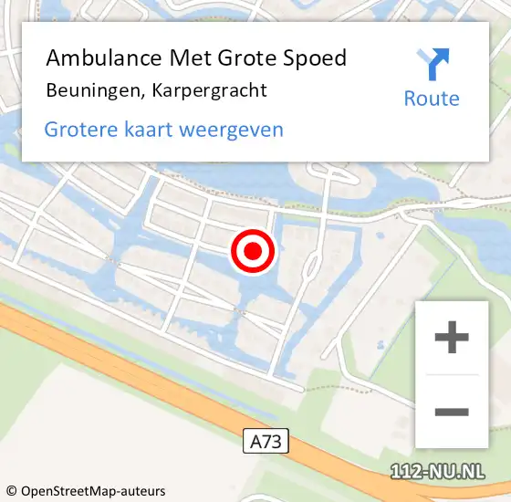 Locatie op kaart van de 112 melding: Ambulance Met Grote Spoed Naar Beuningen, Karpergracht op 12 december 2022 04:07