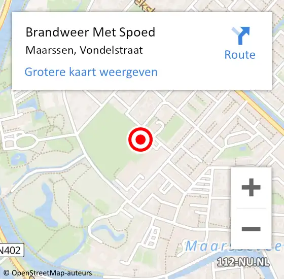 Locatie op kaart van de 112 melding: Brandweer Met Spoed Naar Maarssen, Vondelstraat op 12 december 2022 04:19