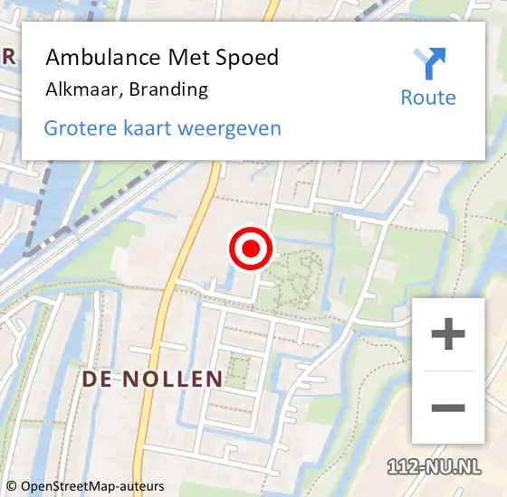 Locatie op kaart van de 112 melding: Ambulance Met Spoed Naar Alkmaar, Branding op 12 december 2022 04:27