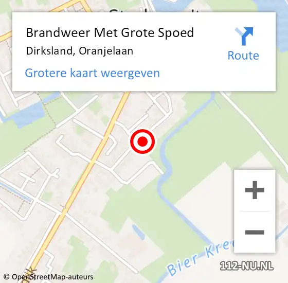 Locatie op kaart van de 112 melding: Brandweer Met Grote Spoed Naar Dirksland, Oranjelaan op 12 december 2022 06:24