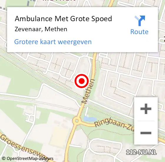 Locatie op kaart van de 112 melding: Ambulance Met Grote Spoed Naar Zevenaar, Methen op 12 december 2022 07:11