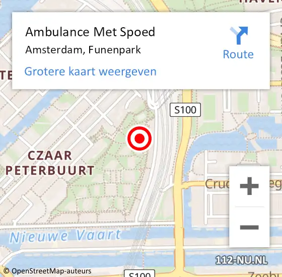 Locatie op kaart van de 112 melding: Ambulance Met Spoed Naar Amsterdam, Funenpark op 12 december 2022 07:33