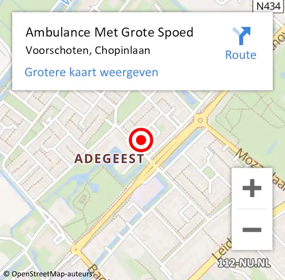 Locatie op kaart van de 112 melding: Ambulance Met Grote Spoed Naar Voorschoten, Chopinlaan op 12 december 2022 07:40