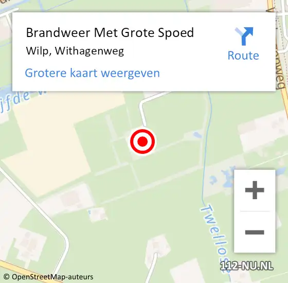 Locatie op kaart van de 112 melding: Brandweer Met Grote Spoed Naar Wilp, Withagenweg op 12 december 2022 07:47