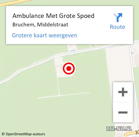 Locatie op kaart van de 112 melding: Ambulance Met Grote Spoed Naar Bruchem, Middelstraat op 12 december 2022 08:37