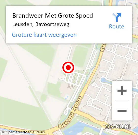 Locatie op kaart van de 112 melding: Brandweer Met Grote Spoed Naar Leusden, Bavoortseweg op 12 december 2022 08:40