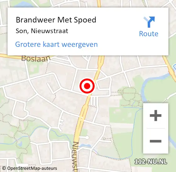 Locatie op kaart van de 112 melding: Brandweer Met Spoed Naar Son, Nieuwstraat op 12 december 2022 08:52