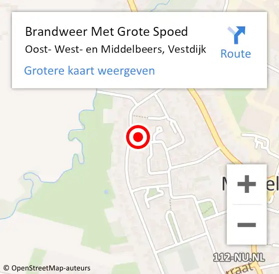 Locatie op kaart van de 112 melding: Brandweer Met Grote Spoed Naar Middelbeers, Vestdijk op 12 december 2022 08:55