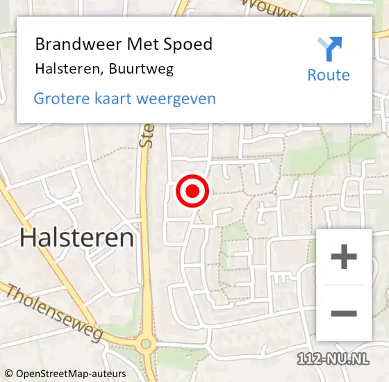 Locatie op kaart van de 112 melding: Brandweer Met Spoed Naar Halsteren, Buurtweg op 12 december 2022 08:59