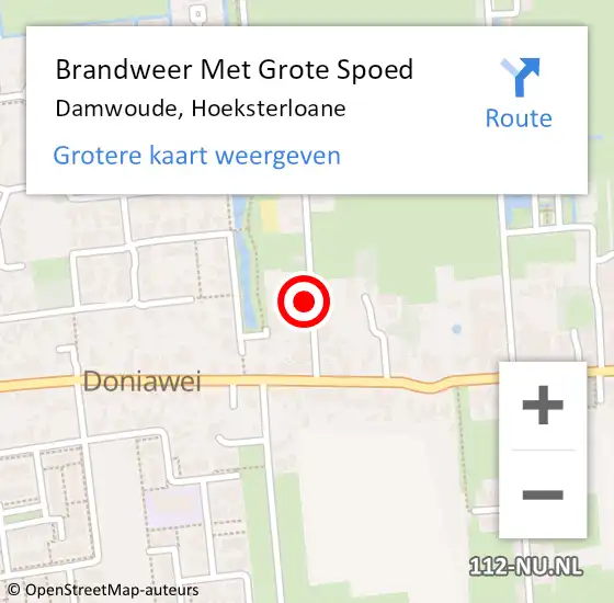 Locatie op kaart van de 112 melding: Brandweer Met Grote Spoed Naar Damwoude, Hoeksterloane op 12 december 2022 09:05