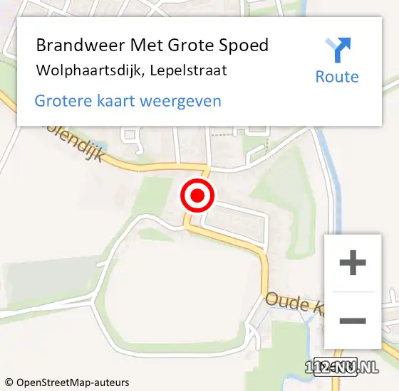 Locatie op kaart van de 112 melding: Brandweer Met Grote Spoed Naar Wolphaartsdijk, Lepelstraat op 8 augustus 2014 02:08